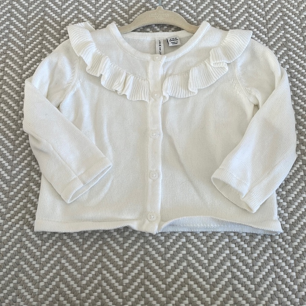 Janie and Jack ruffle cardigan. Worn once. 6-12m